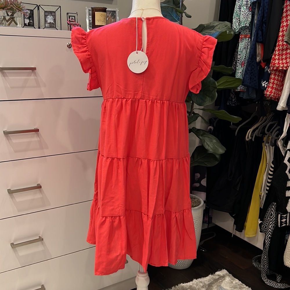 Petal and Pup Tiered Dress-coral - Picture 3 of 3